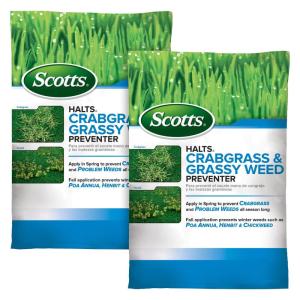 imageScotts Halts Crabgrass and Grassy Weed Preventer Crabgrass Preventer Pre Emergent Weed Control for Lawns Prevents Chickweed ampamp More Treats up to 5000 sq ft 1006 lb10 000 sq ft 2Pack
