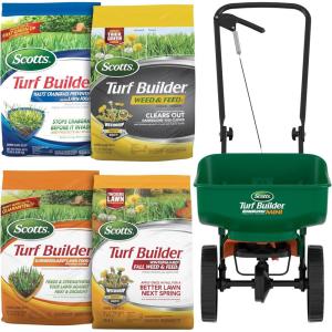 imageScotts Turf Builder Bundle for Small Northern Lawns and a Scotts Turf Builder EdgeGuard Mini Broadcast Spreader for Seamless ApplicationSmall Yard  Spreader