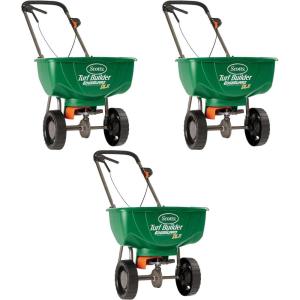 imageScotts Turf Builder EdgeGuard DLX Broadcast Spreader for Seed Fertilizer Salt Ice Melt Holds up to 15000 sqft Product3 Pack