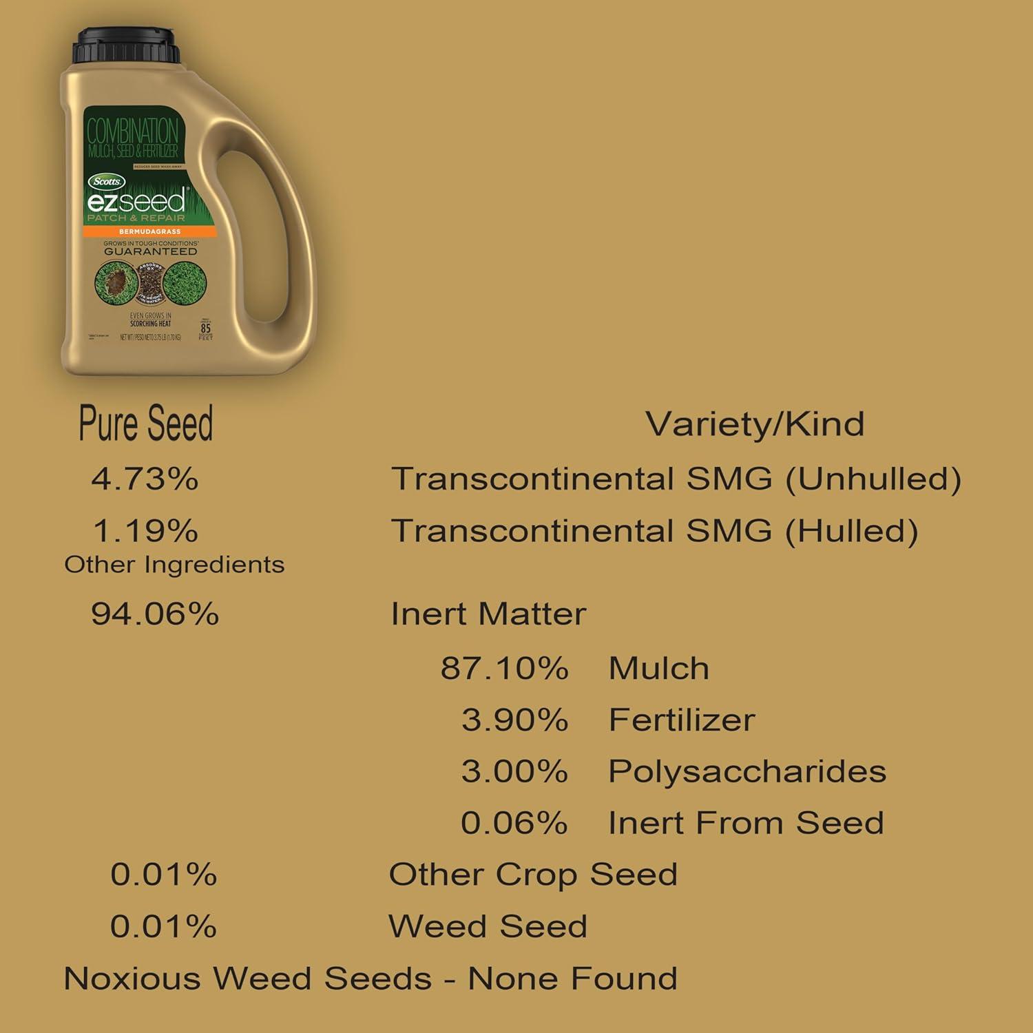imageScotts EZ Seed Bermudagrass  375 lb Combination Mulch Seed and Fertilizer For Tough Conditions Like Scorching Heat and Dry Areas Grows on Slopes and in High Traffic Areas1 Pack