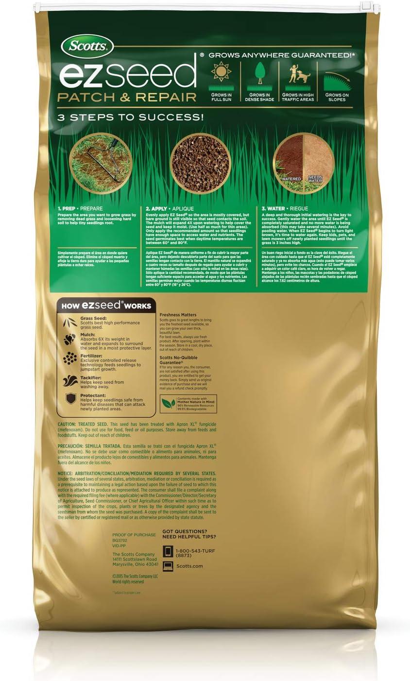 imageScotts EZ Seed Patch and Repair Tall Fescue Lawns 375 lb  Combination Mulch Seed and Fertilizer  Tackifier Reduces Seed WashAway  Mix Covers up to 85 sq ft10 lb