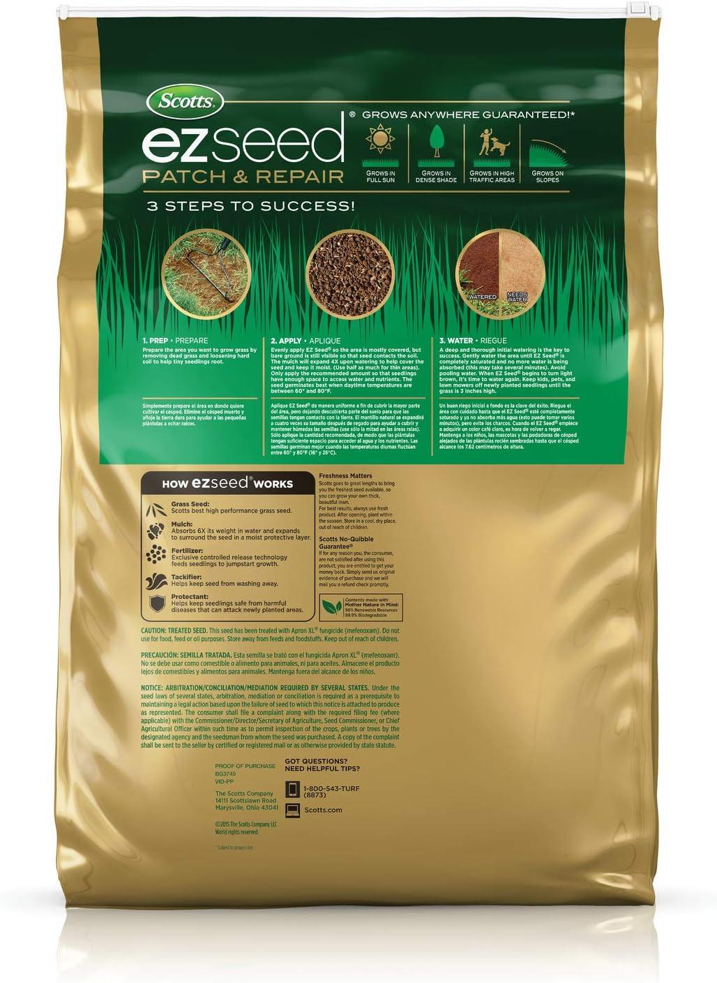 imageScotts EZ Seed Patch and Repair Tall Fescue Lawns 375 lb  Combination Mulch Seed and Fertilizer  Tackifier Reduces Seed WashAway  Mix Covers up to 85 sq ft40 lb