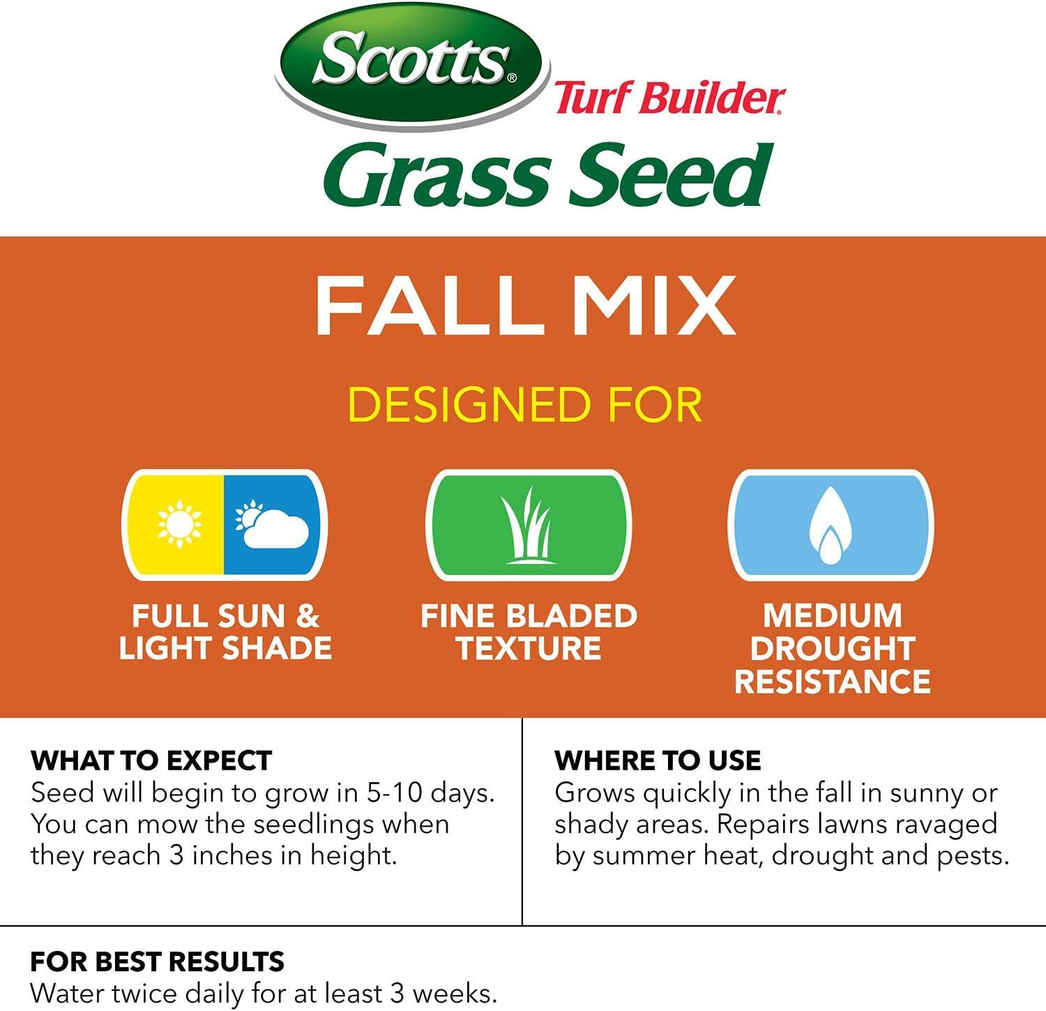 imageScotts Turf Builder Grass Seed Fall Mix Grass Seed Mix with Fertilizer and Soil Improver 16 lbs15 lb