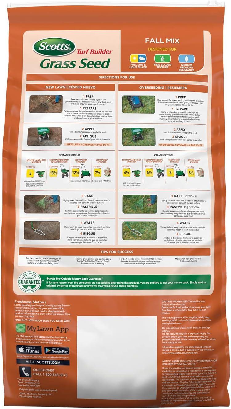 imageScotts Turf Builder Grass Seed Fall Mix Grass Seed Mix with Fertilizer and Soil Improver 16 lbs15 lb