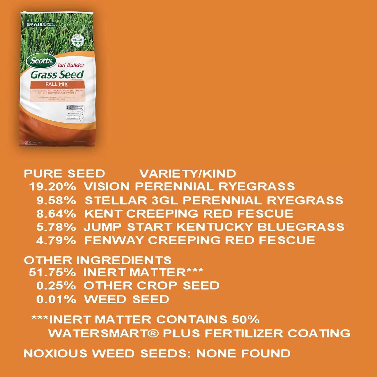 imageScotts Turf Builder Grass Seed Fall Mix Grass Seed Mix with Fertilizer and Soil Improver 16 lbs15 lb