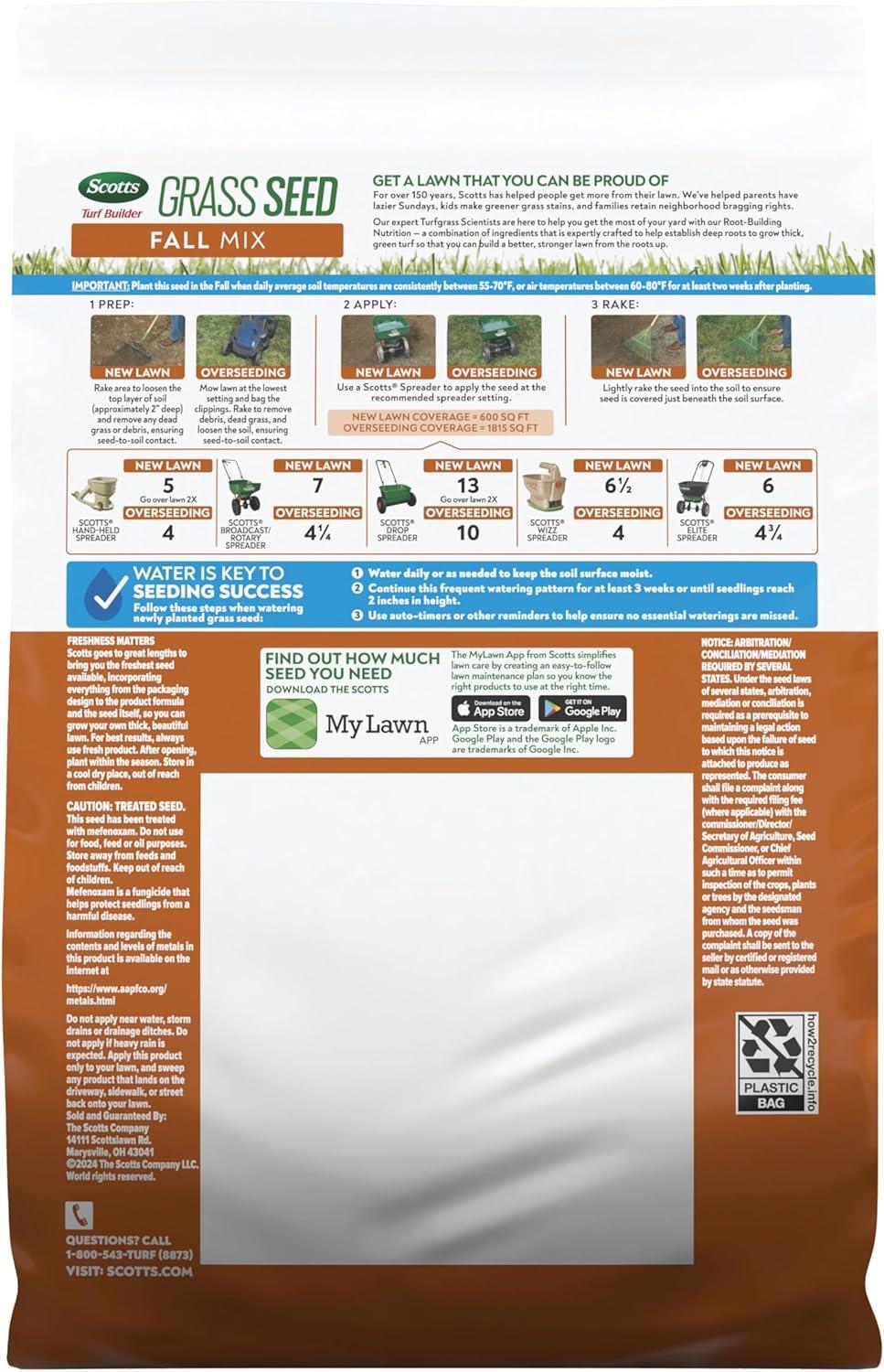 imageScotts Turf Builder Grass Seed Fall Mix Grass Seed Mix with Fertilizer and Soil Improver 16 lbs24 lb
