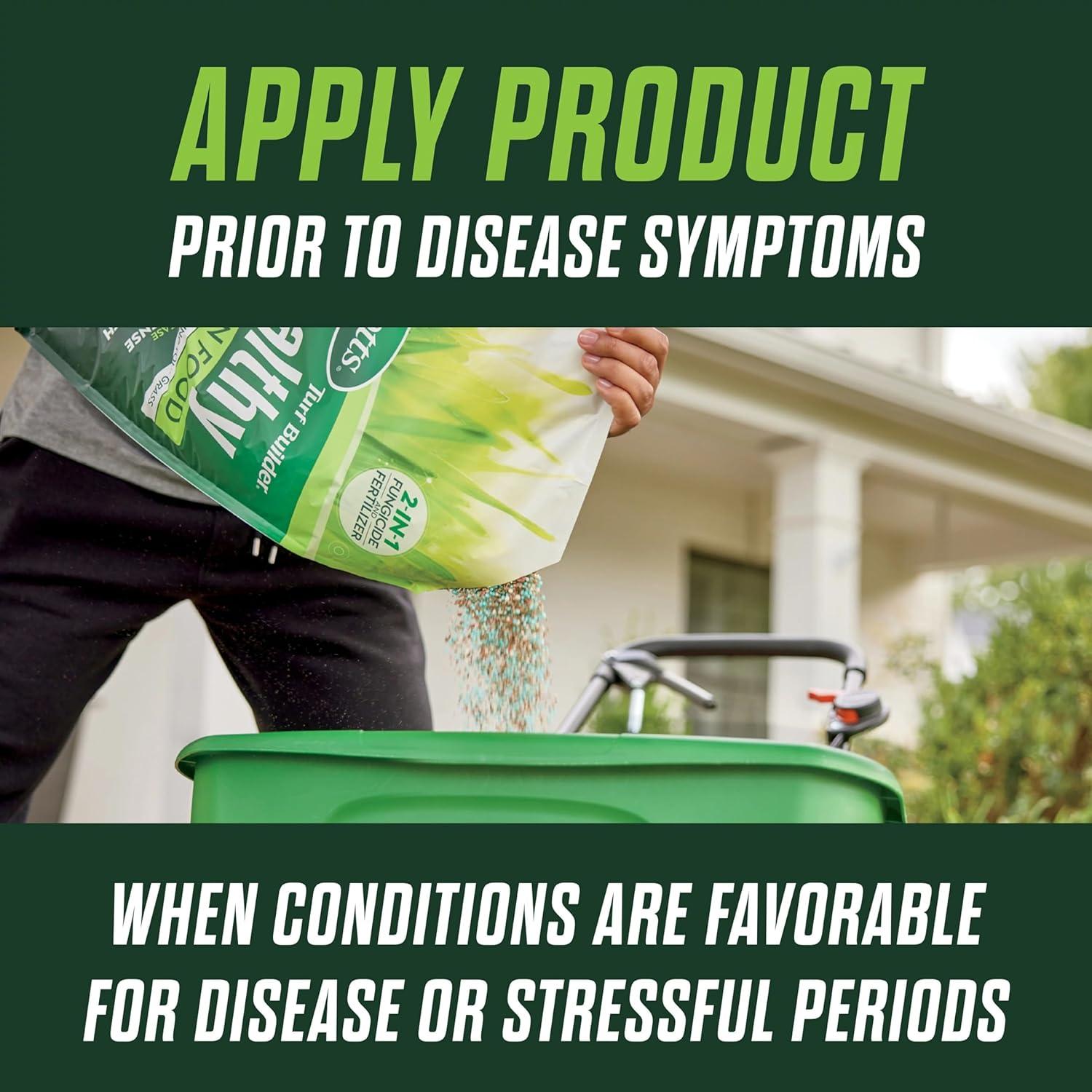 imageScotts Turf Builder Healthy Plus Lawn Food 2in1 Fungicide and Fertilizer Helps Grass Withstand Summer Stress 8000 sq ft 2740 lbs8 000 sq ft