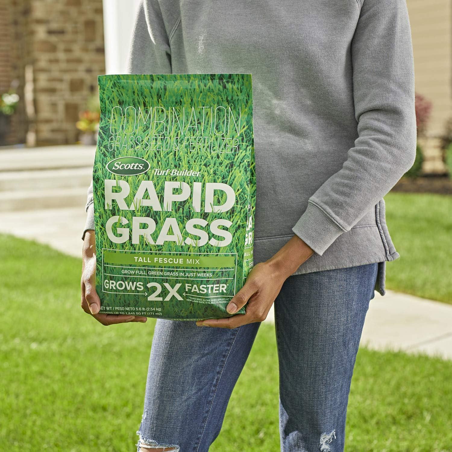 imageScotts Turf Builder Rapid Grass Tall Fescue Mix Combination Seed and Fertilizer Grows Green Grass in Just Weeks 56 lbs56 lb