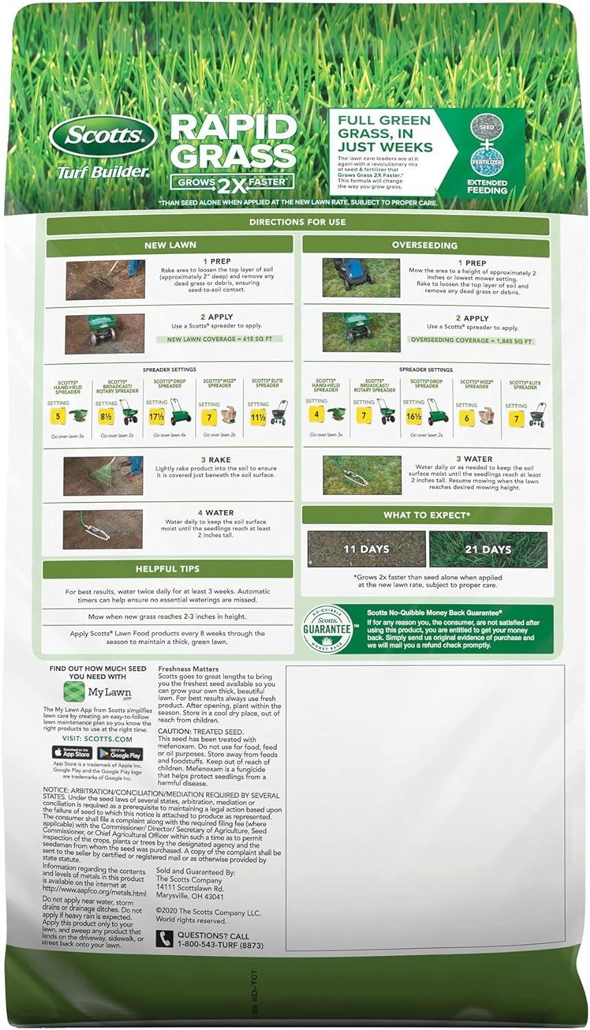 imageScotts Turf Builder Rapid Grass Tall Fescue Mix Combination Seed and Fertilizer Grows Green Grass in Just Weeks 56 lbs56 lb