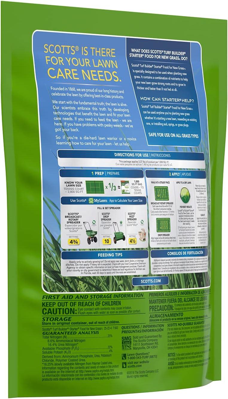 imageScotts Turf Builder Starter Fertilizer for New Grass Use When Planting Seed 5000 sq ft 15 lbsFlorida