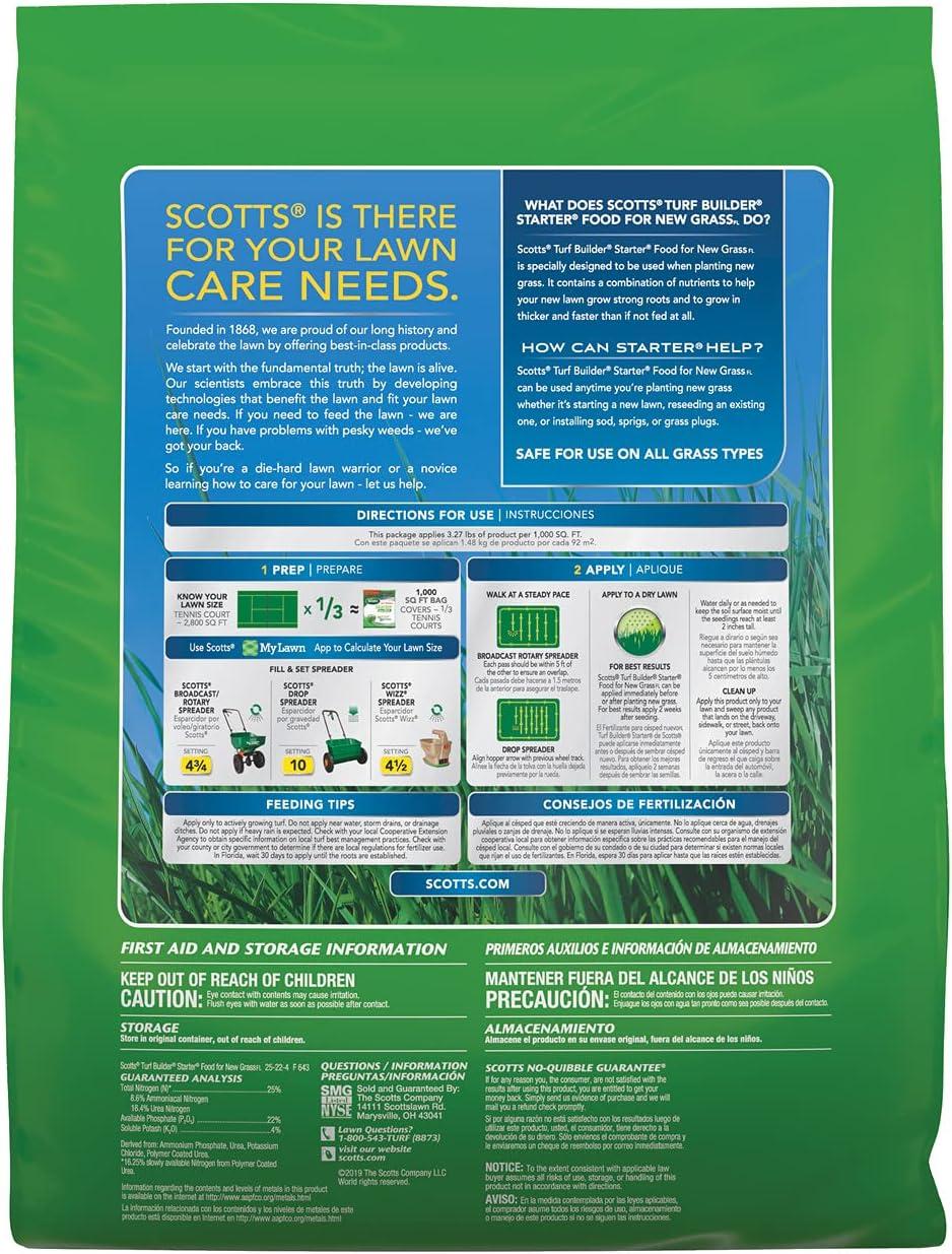 imageScotts Turf Builder Starter Fertilizer for New Grass Use When Planting Seed 5000 sq ft 15 lbsFlorida