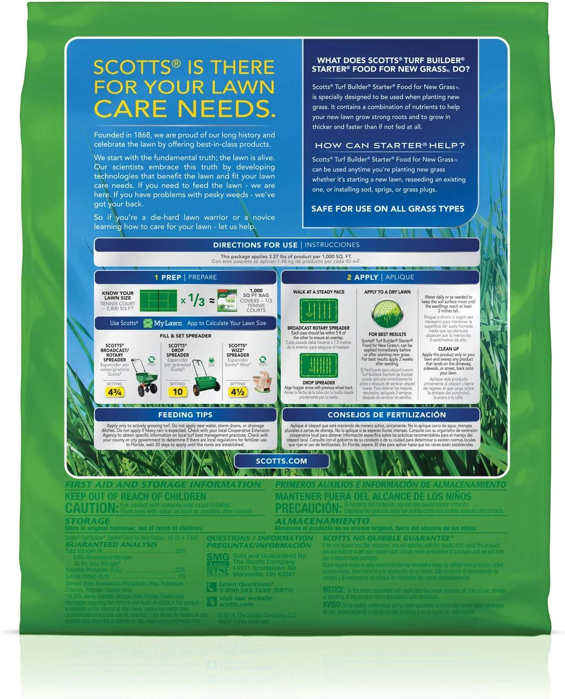 imageScotts Turf Builder Starter Fertilizer for New Grass Use When Planting Seed 5000 sq ft 15 lbsFlorida