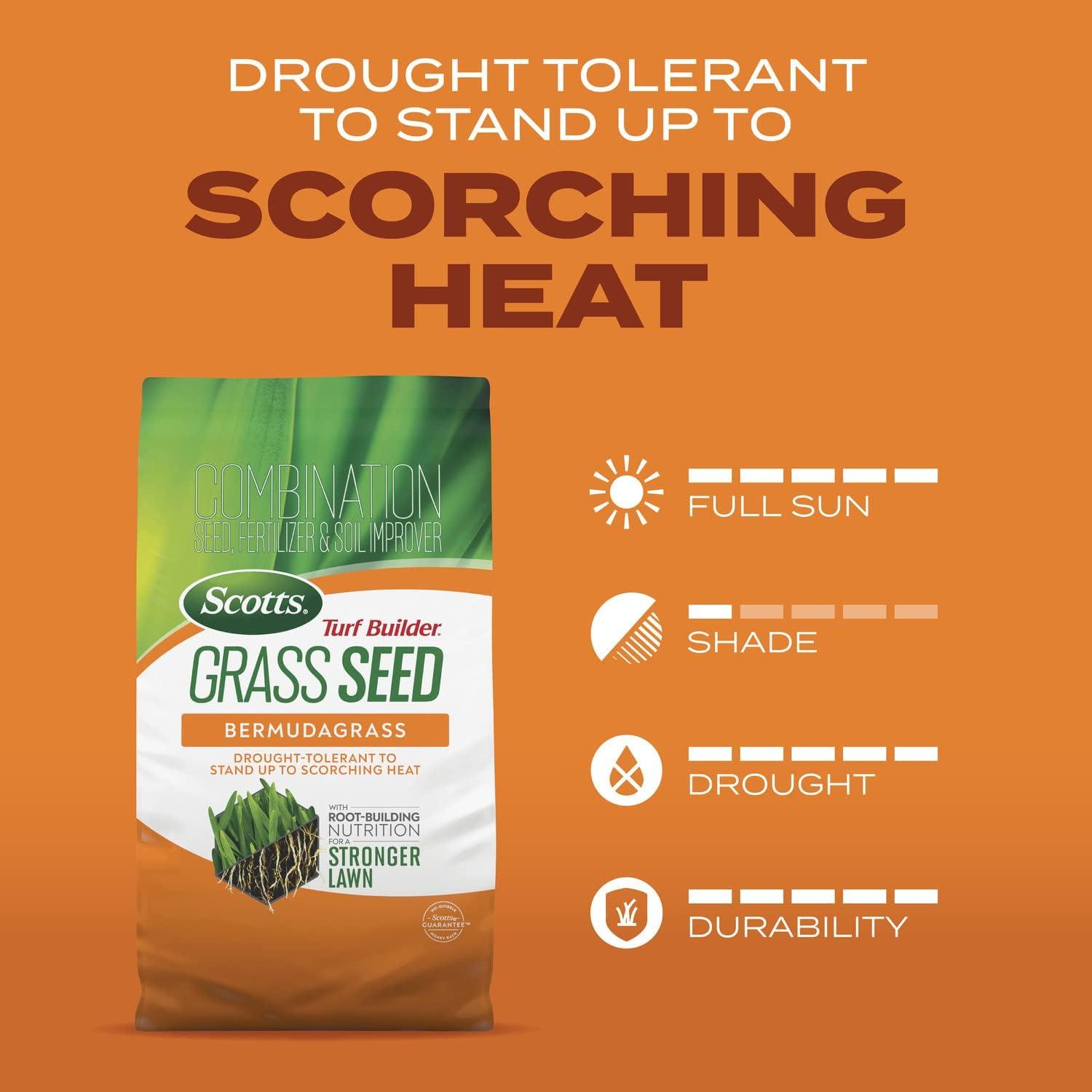 imageScotts Turf Builder THICKR LAWN Grass Seed Fertilizer and Soil Improver for Bermudagrass 1200 sq ft 12 lbs1 lb
