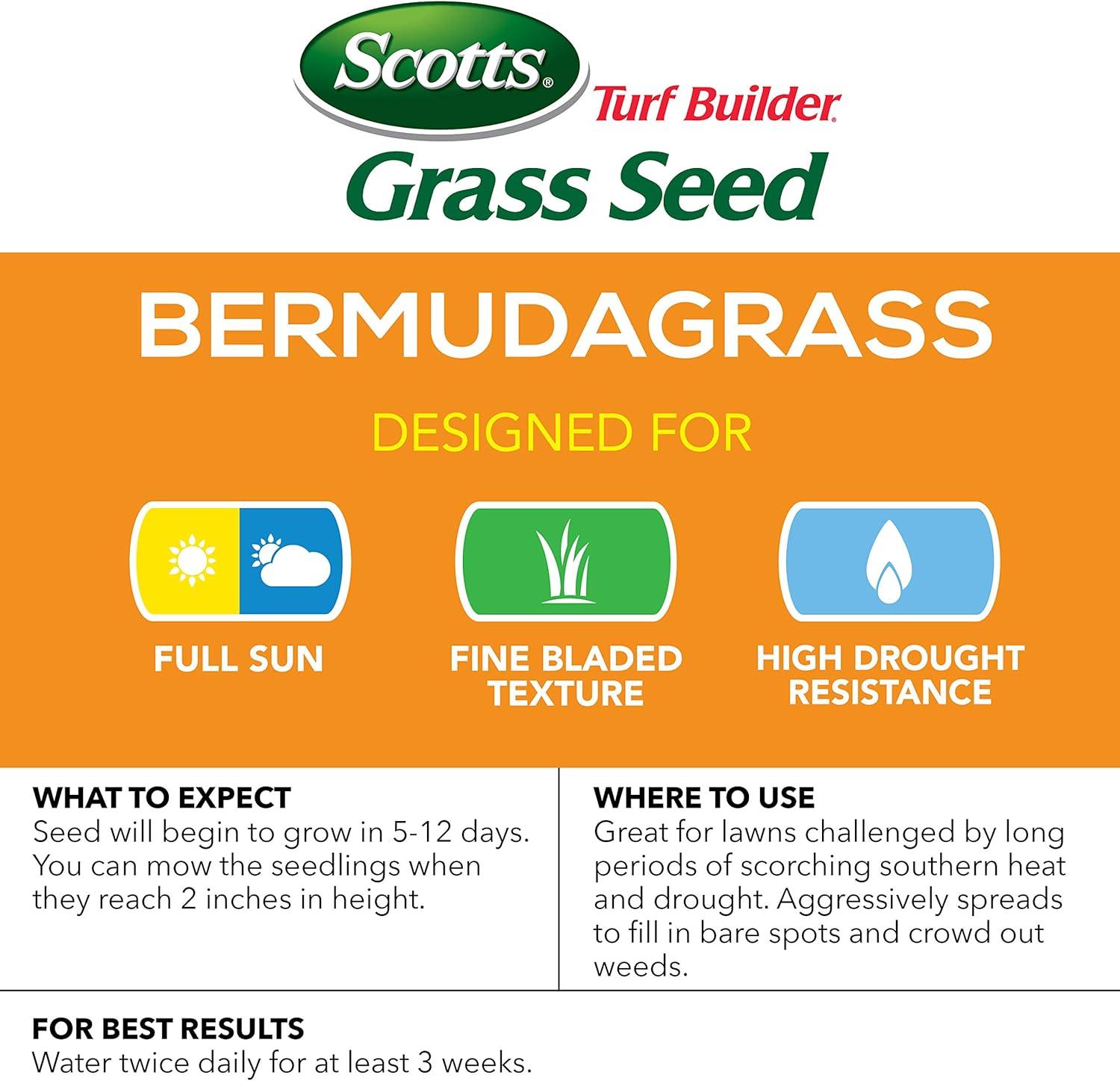 imageScotts Turf Builder THICKR LAWN Grass Seed Fertilizer and Soil Improver for Bermudagrass 1200 sq ft 12 lbs10 lb