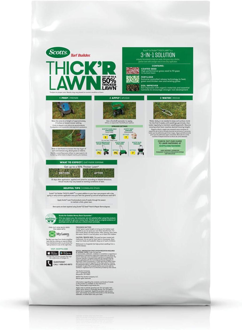 imageScotts Turf Builder THICKR LAWN Grass Seed Fertilizer and Soil Improver for Bermudagrass 1200 sq ft 12 lbs12 lb 2 Pack