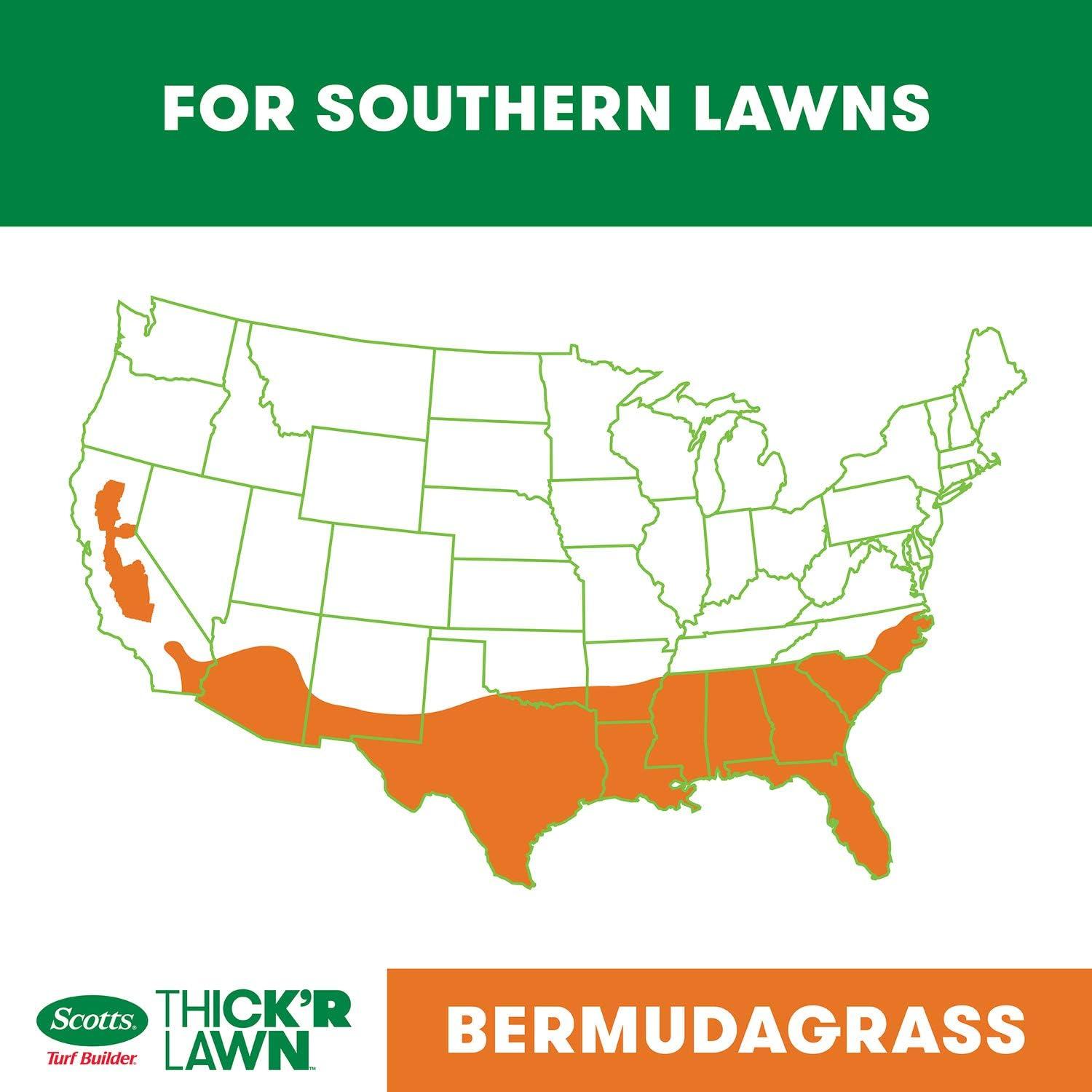 imageScotts Turf Builder THICKR LAWN Grass Seed Fertilizer and Soil Improver for Bermudagrass 1200 sq ft 12 lbs40 lb