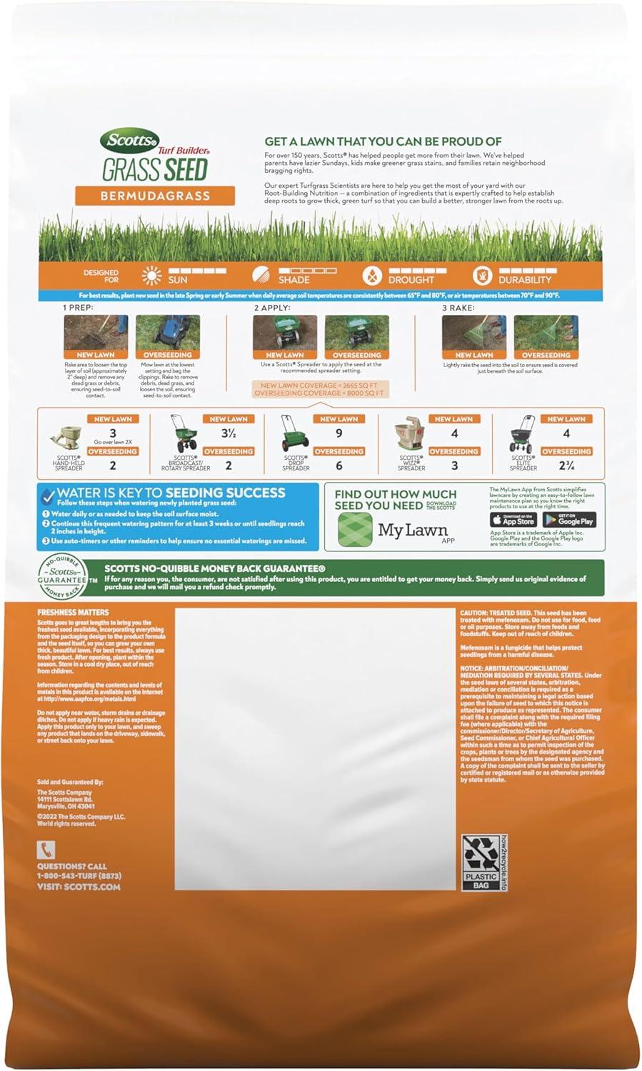 imageScotts Turf Builder THICKR LAWN Grass Seed Fertilizer and Soil Improver for Bermudagrass 1200 sq ft 12 lbs8 lb