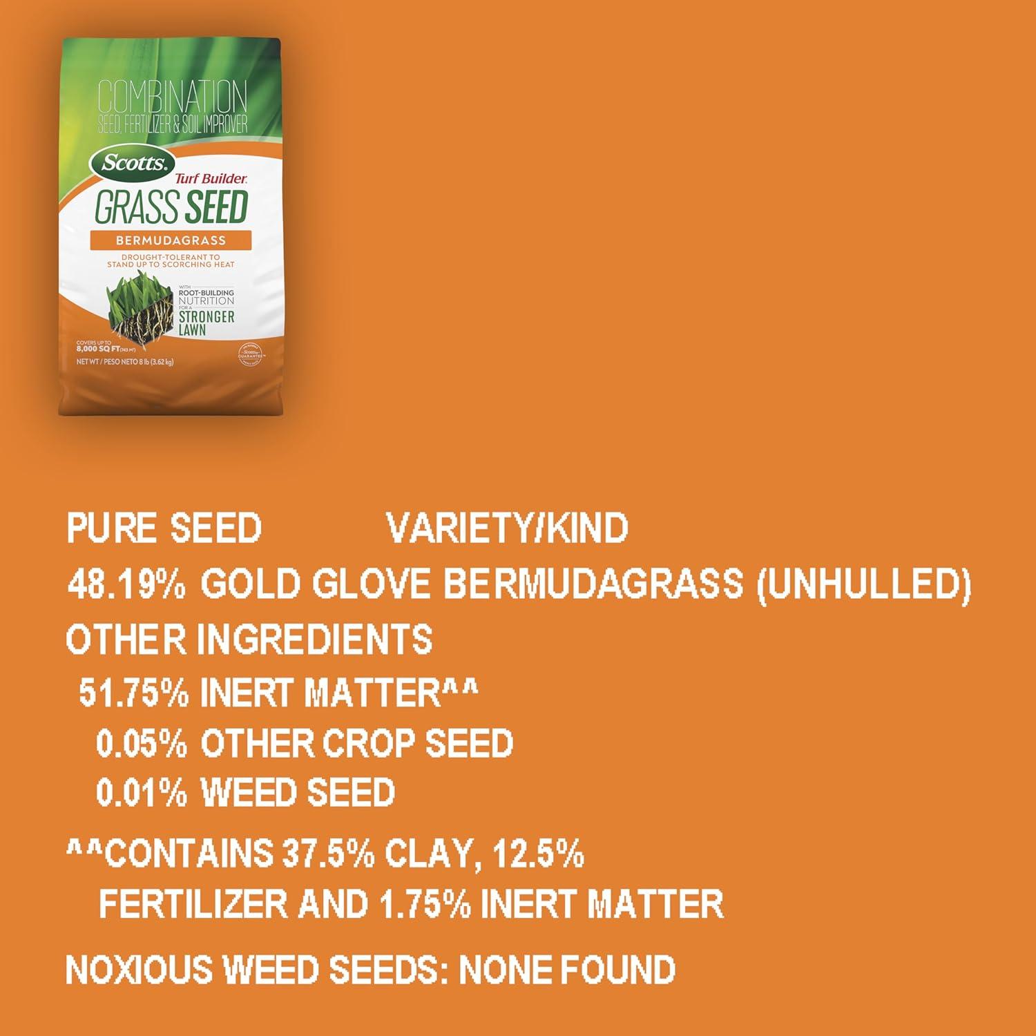 imageScotts Turf Builder THICKR LAWN Grass Seed Fertilizer and Soil Improver for Bermudagrass 1200 sq ft 12 lbs8 lb
