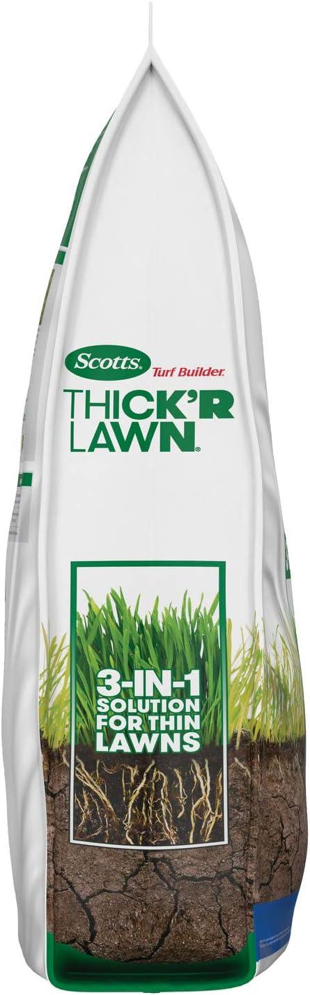imageScotts Turf Builder THICKR LAWN Grass Seed Fertilizer and Soil Improver for Sun ampamp Shade 1200 sq ft 12 lbsThickR 1 Pack