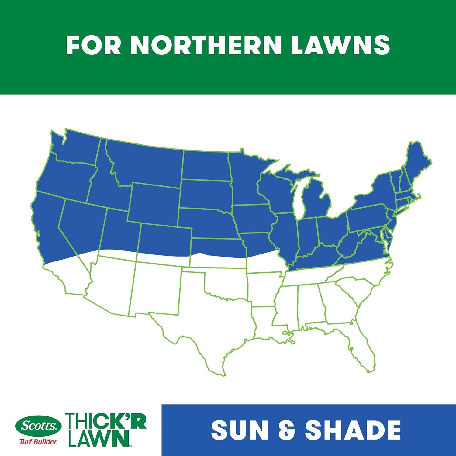 imageScotts Turf Builder THICKR LAWN Grass Seed Fertilizer and Soil Improver for Sun ampamp Shade 1200 sq ft 12 lbsThickR 1 Pack