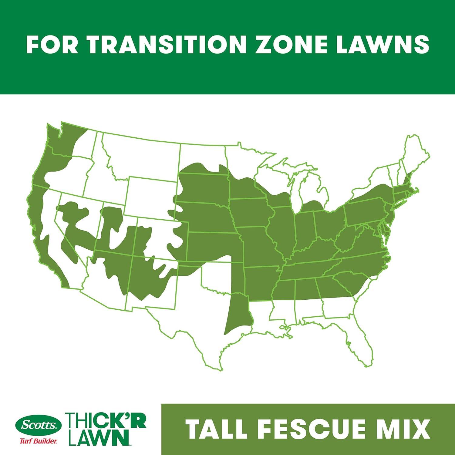 imageScotts Turf Builder THICKR LAWN Grass Seed Fertilizer and Soil Improver for Tall Fescue 1200 sq ft 12 lbs40 lb
