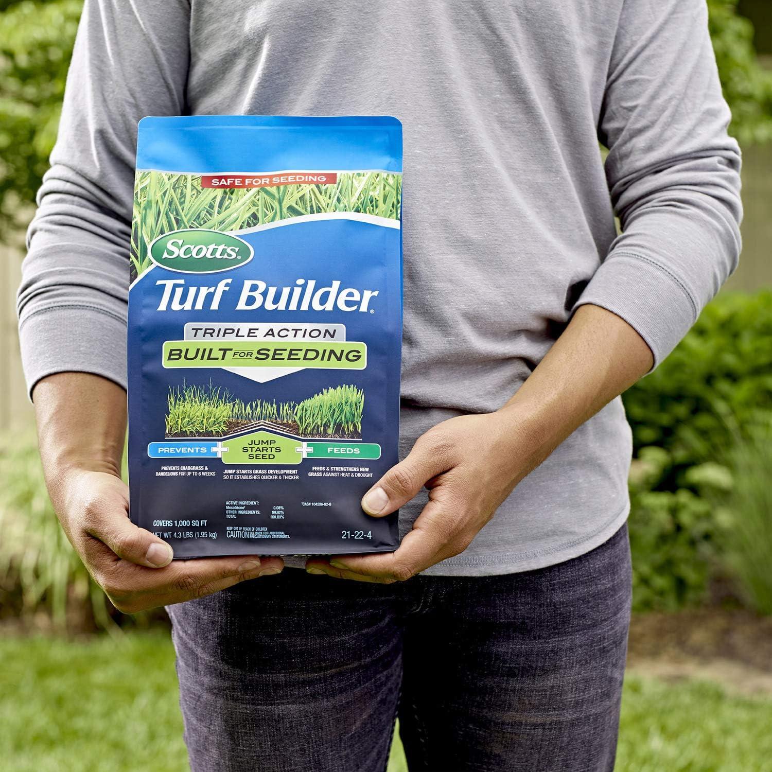 imageScotts Turf Builder Triple Action Built For Seeding  Weed Preventer and Fertilizer for New Lawns 1000 sq ft 43 lbs1 000 sq ft