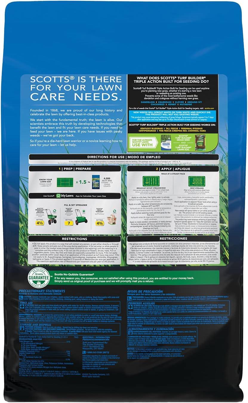 imageScotts Turf Builder Triple Action Built For Seeding  Weed Preventer and Fertilizer for New Lawns 1000 sq ft 43 lbs4 000 sq ft