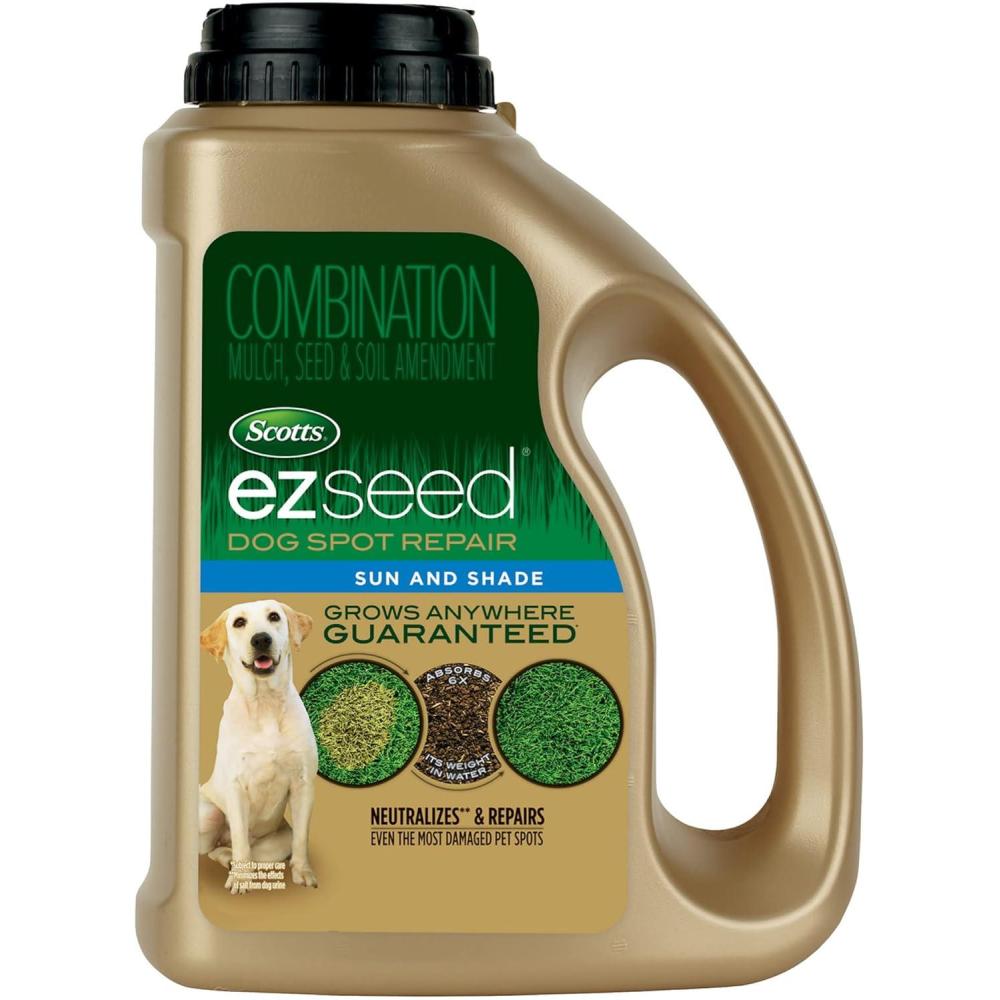 imageScotts EZ Seed Dog Spot Repair Sun and Shade  2 Lb Mulch Seed and Soil Amendment with Protectant and Tackifier Repairs Pet Spots