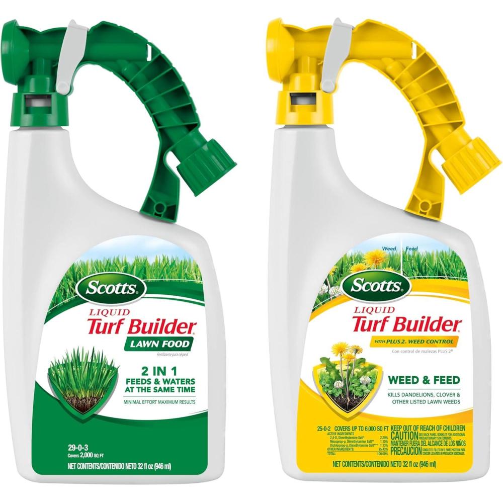 imageScotts Liquid Turf Builder 2 Step LawnCare with Plus 2 Weed Control and Food LiquidWeed and Feed and Fertilizer 32 ozLiquid Bundle