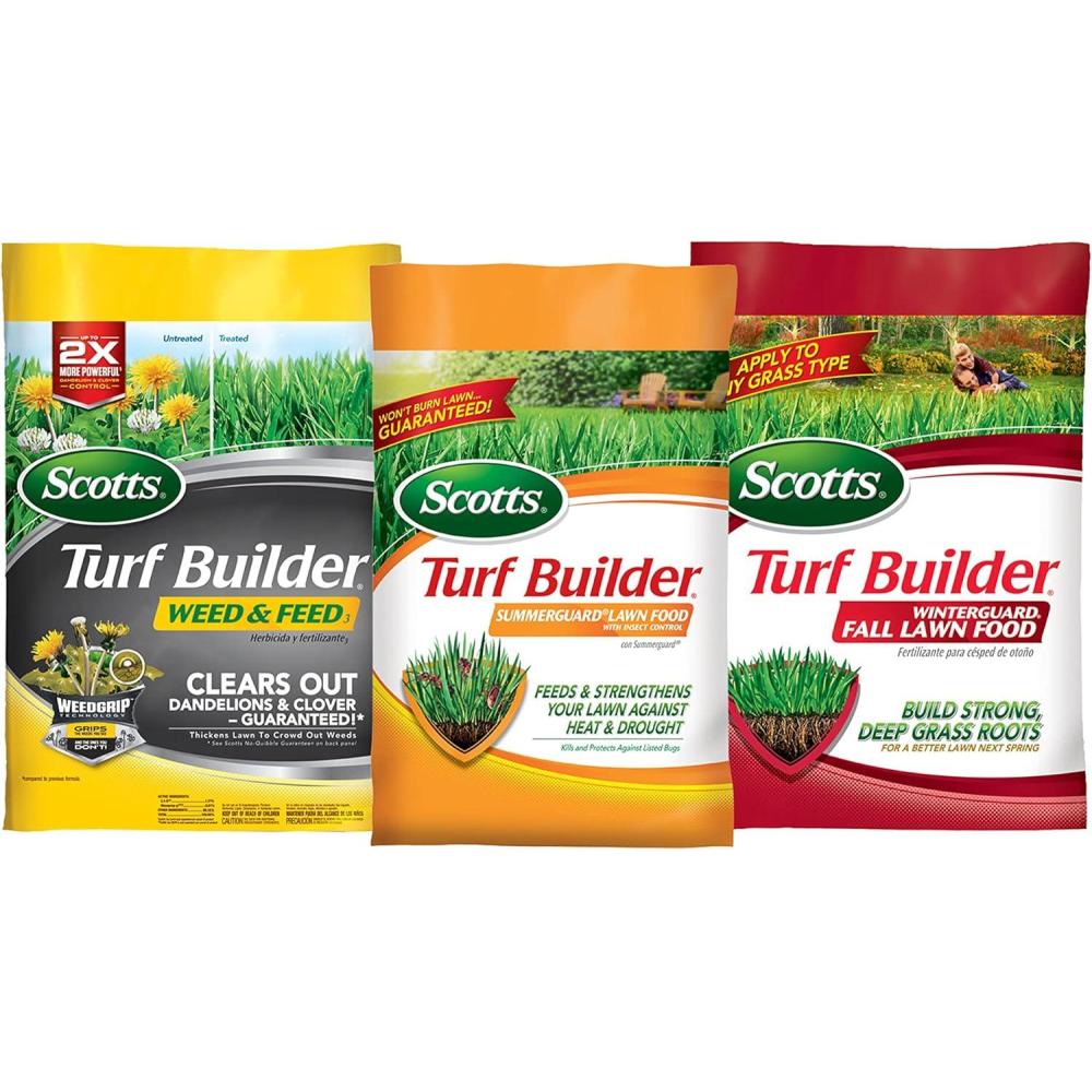 imageScotts Turf Builder Halts Crabgrass Preventer Weed ampamp Feed5 SummerGuard and WinterGuard 4 Bag Bundle Small Lawns VB023073 Step