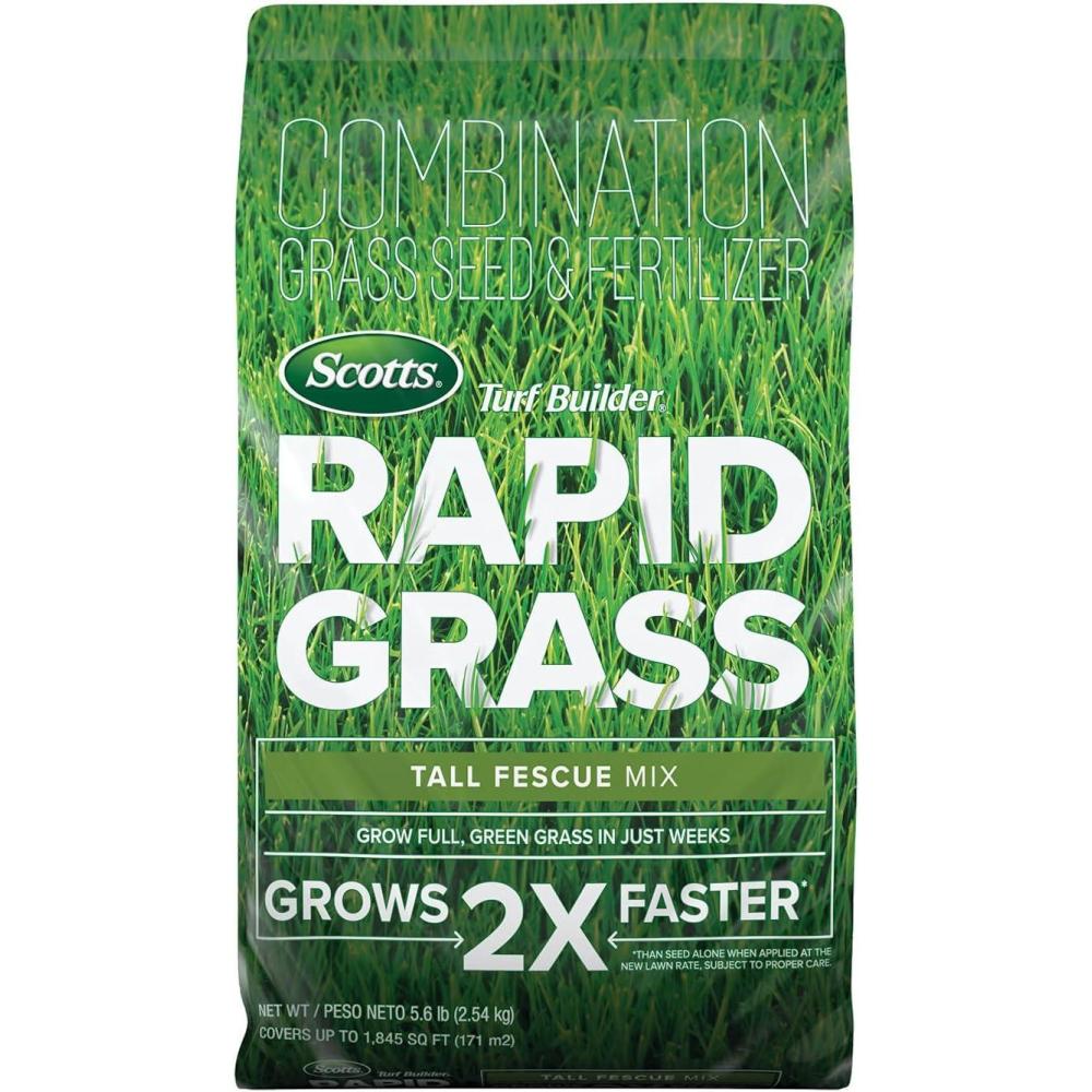 imageScotts Turf Builder Rapid Grass Tall Fescue Mix Combination Seed and Fertilizer Grows Green Grass in Just Weeks 56 lbs56 lb