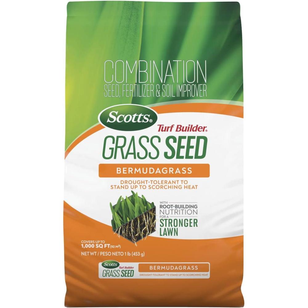 imageScotts Turf Builder THICKR LAWN Grass Seed Fertilizer and Soil Improver for Bermudagrass 1200 sq ft 12 lbs1 lb