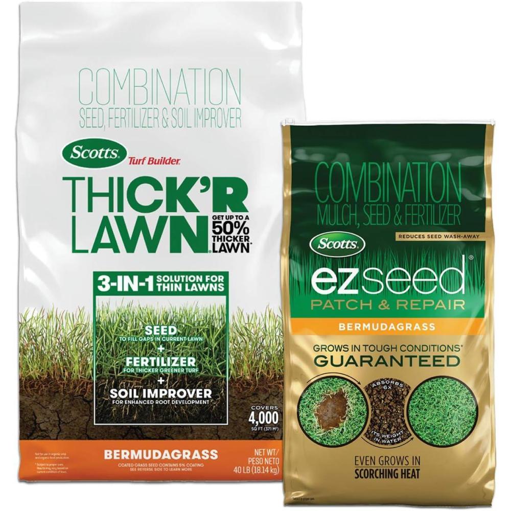 imageScotts Turf Builder THICKR LAWN Grass Seed Fertilizer and Soil Improver for Bermudagrass 1200 sq ft 12 lbs40 lb