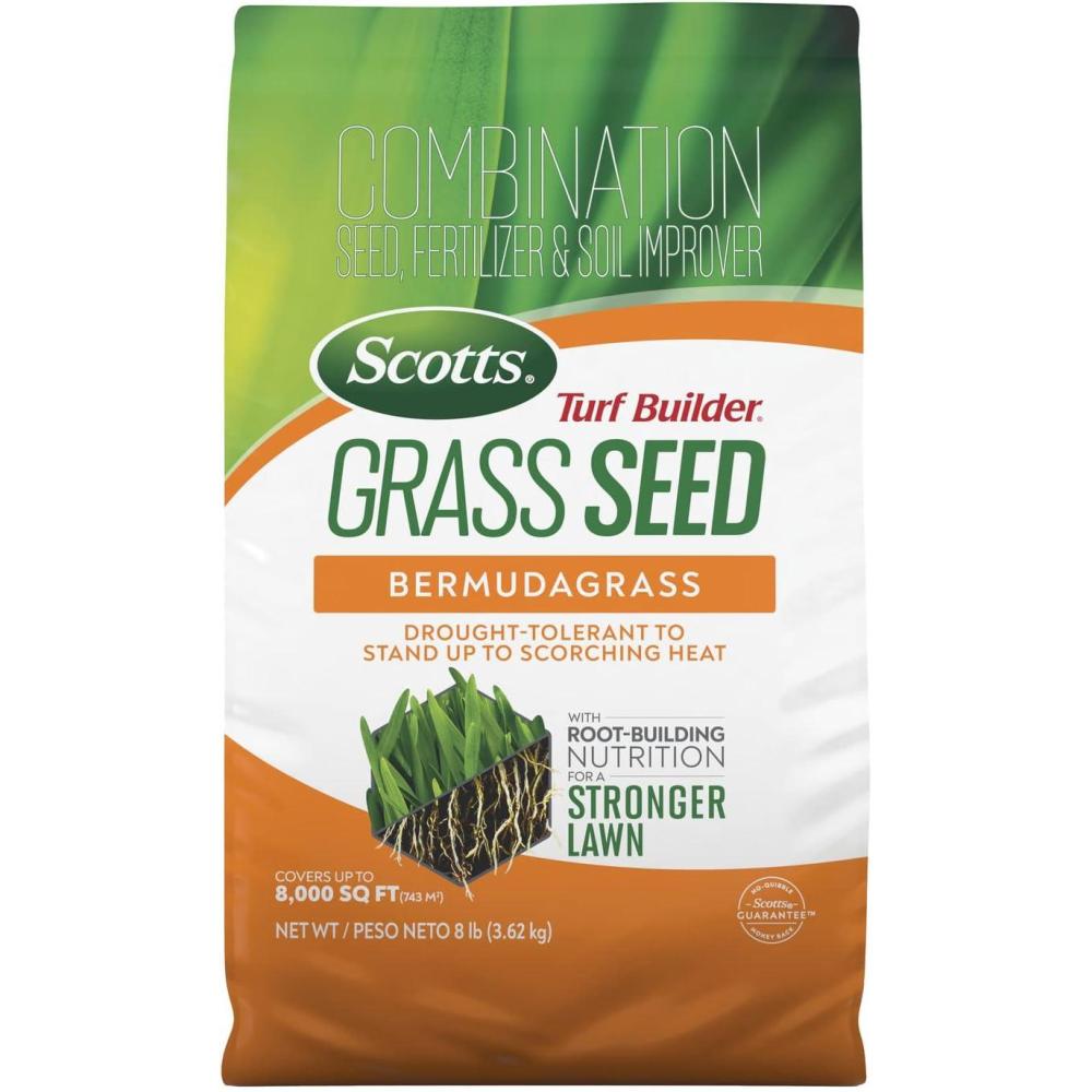 imageScotts Turf Builder THICKR LAWN Grass Seed Fertilizer and Soil Improver for Bermudagrass 1200 sq ft 12 lbs8 lb