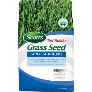 imageScotts Turf Builder Grass Seed Sun ampamp Shade Mix with Fertilizer and Soil Improver Thrives in Many Conditions 32 lbs20 lb