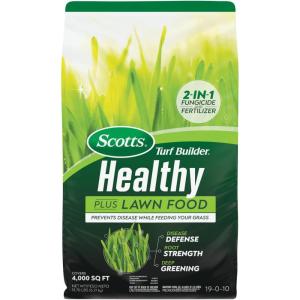 imageScotts Turf Builder Healthy Plus Lawn Food 2in1 Fungicide and Fertilizer Helps Grass Withstand Summer Stress 8000 sq ft 2740 lbs4 000 sq ft