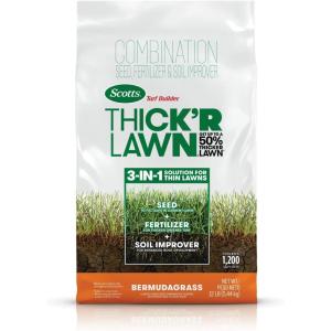 imageScotts Turf Builder THICKR LAWN Grass Seed Fertilizer and Soil Improver for Bermudagrass 1200 sq ft 12 lbs12 lb