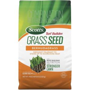 imageScotts Turf Builder THICKR LAWN Grass Seed Fertilizer and Soil Improver for Bermudagrass 1200 sq ft 12 lbs8 lb