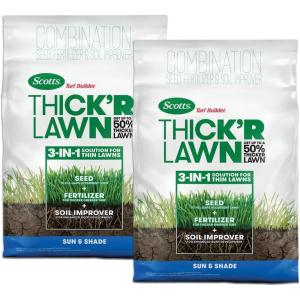 imageScotts Turf Builder THICKR LAWN Grass Seed Fertilizer and Soil Improver for Sun ampamp Shade 1200 sq ft 12 lbsThickR 2 Pack
