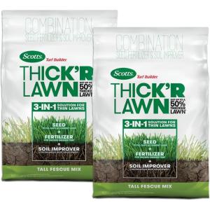 imageScotts Turf Builder THICKR LAWN Grass Seed Fertilizer and Soil Improver for Tall Fescue 1200 sq ft 12 lbs12 lb 2Pack