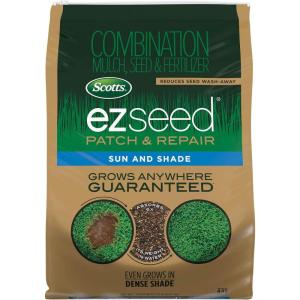imageScotts EZ Seed Patch ampamp Repair for Sun and Shade Combination Mulch Sun and Shade Grass Seed and Fertilizer for Bare Spots and Repair Grows Anywhere 10 lbs20 lb