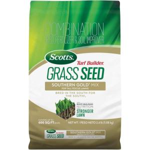 imageScotts EZ Seed Patch ampamp Repair Southern Gold Blend for Tall Fescue Lawns Mulch Grass Seed and Fertilizer for Bare Spots and Repair Bred for The South 20 lbs24 lb