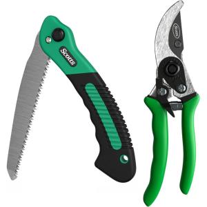 imageScotts 2Piece Pruning Shears Set  Includes 8 in Bypass Pruner for Live Plants and 8 in Anvil Pruner for Dry Stems  Sharp Carbon Steel Blades and Comfort Grip Handles for Garden and Yard UseBypass Pruner  Folding Saw Set